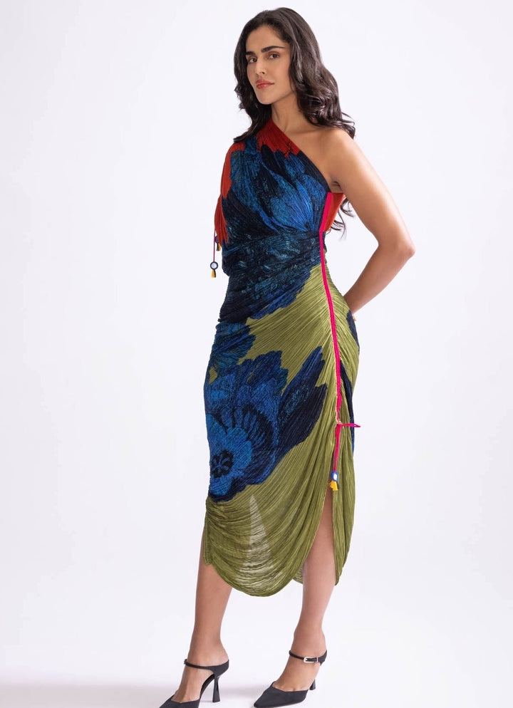 Green Daisy Print Dress Saaksha & Kinni - Fabilicious Fashion