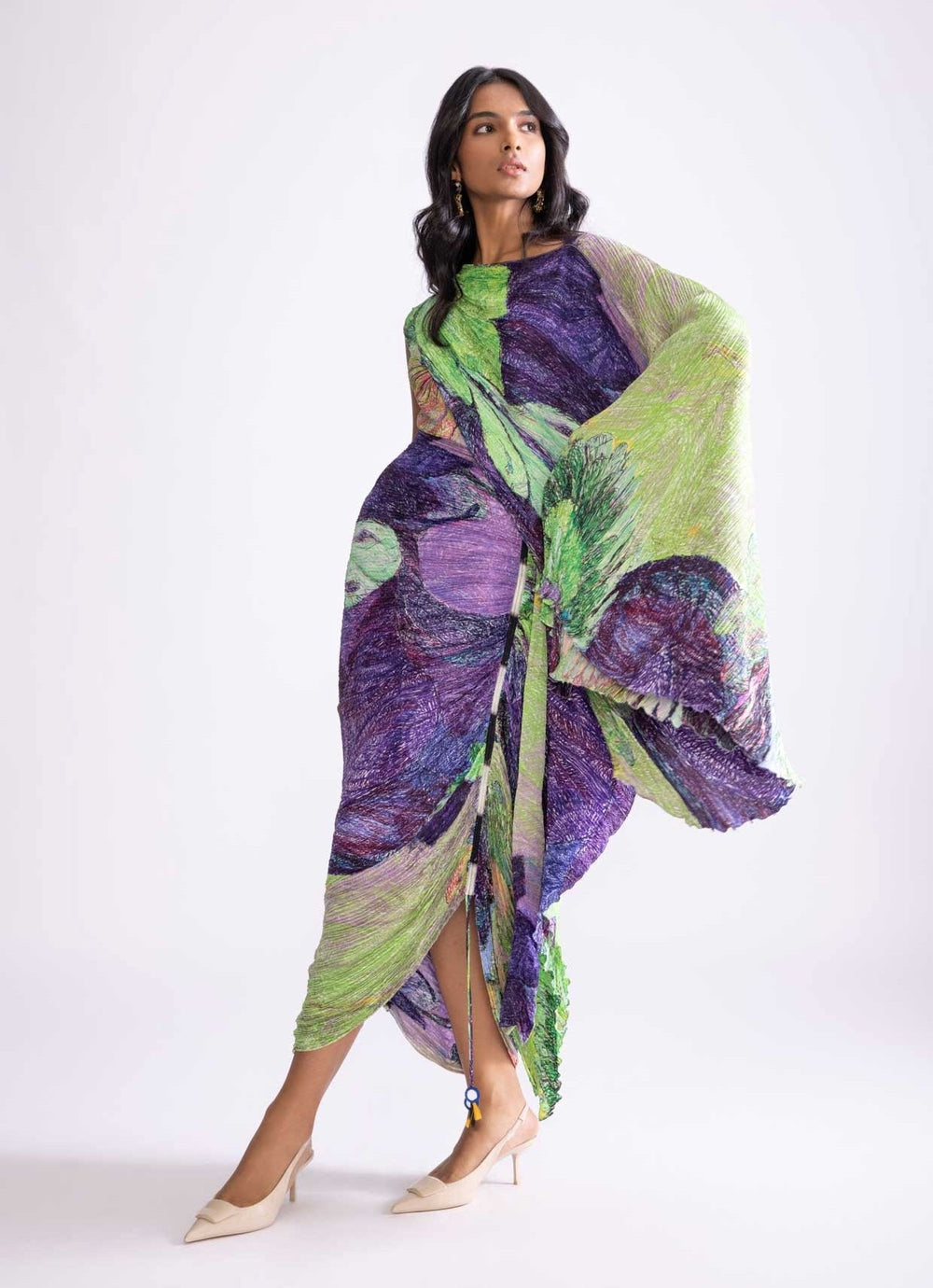 Green Daisy Print Dress Saaksha & Kinni - Fabilicious Fashion