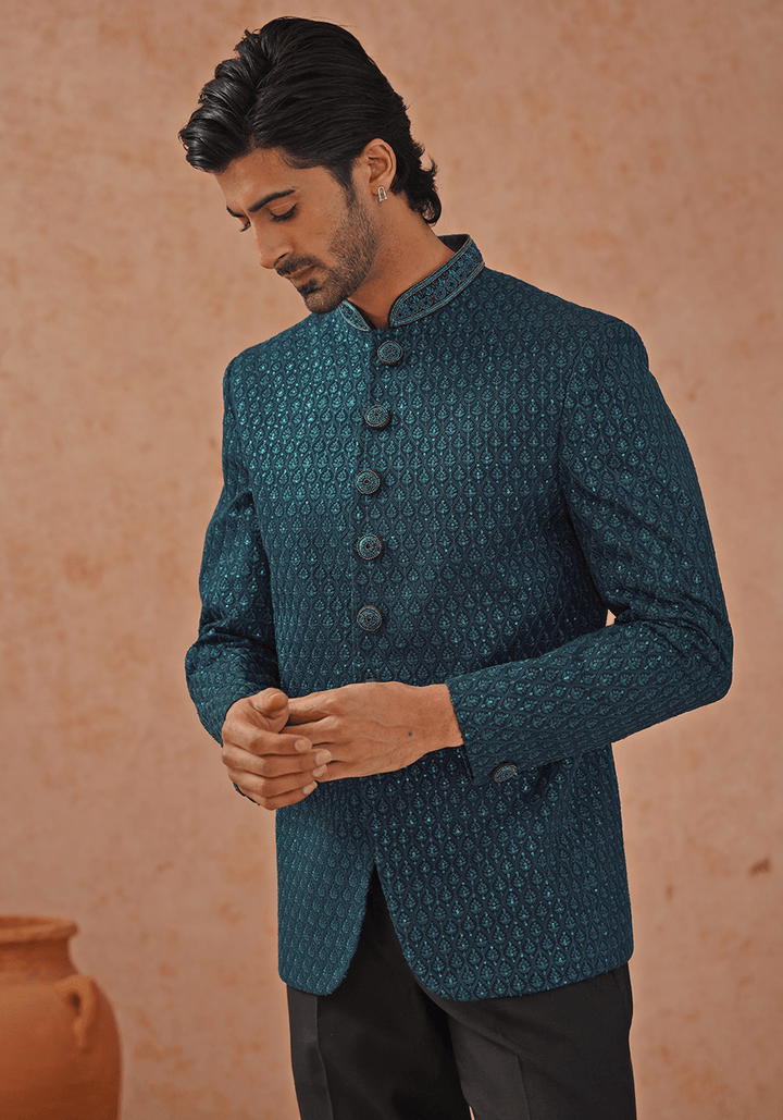 Green Embellished Jodhpuri Set Kalpraag - Fabilicious Fashion