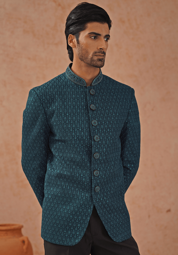 Green Embellished Jodhpuri Set Kalpraag - Fabilicious Fashion