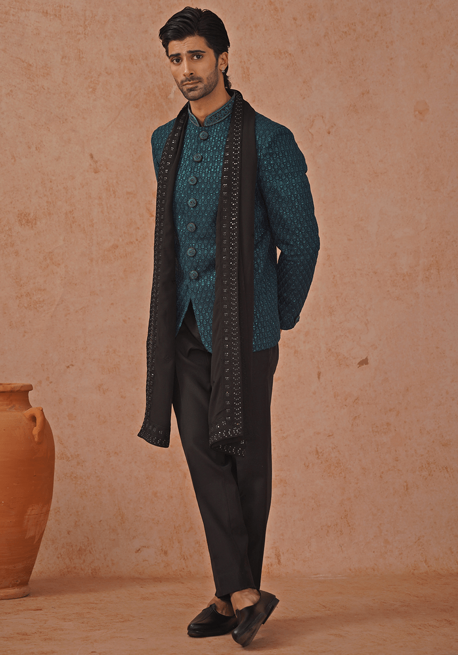 Green Embellished Jodhpuri Set Kalpraag - Fabilicious Fashion