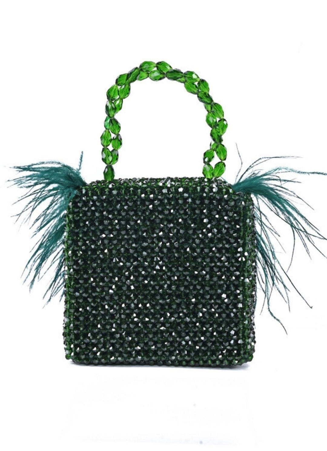 Green Embellished Mini Bag With Feathers House of Kosha - Fabilicious Fashion