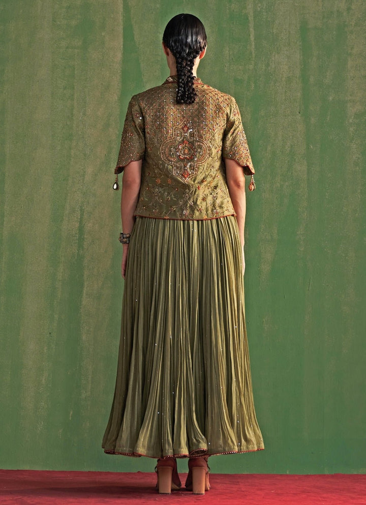 Green Embroidered Anarkali Jacket Set Studio Bagechaa - Fabilicious Fashion