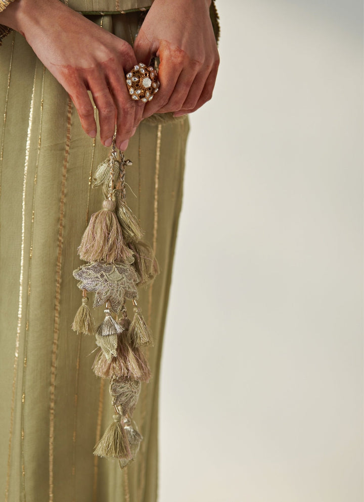 Green Embroidered Blouse Sharara Set With Cape Studio Bagechaa - Fabilicious Fashion