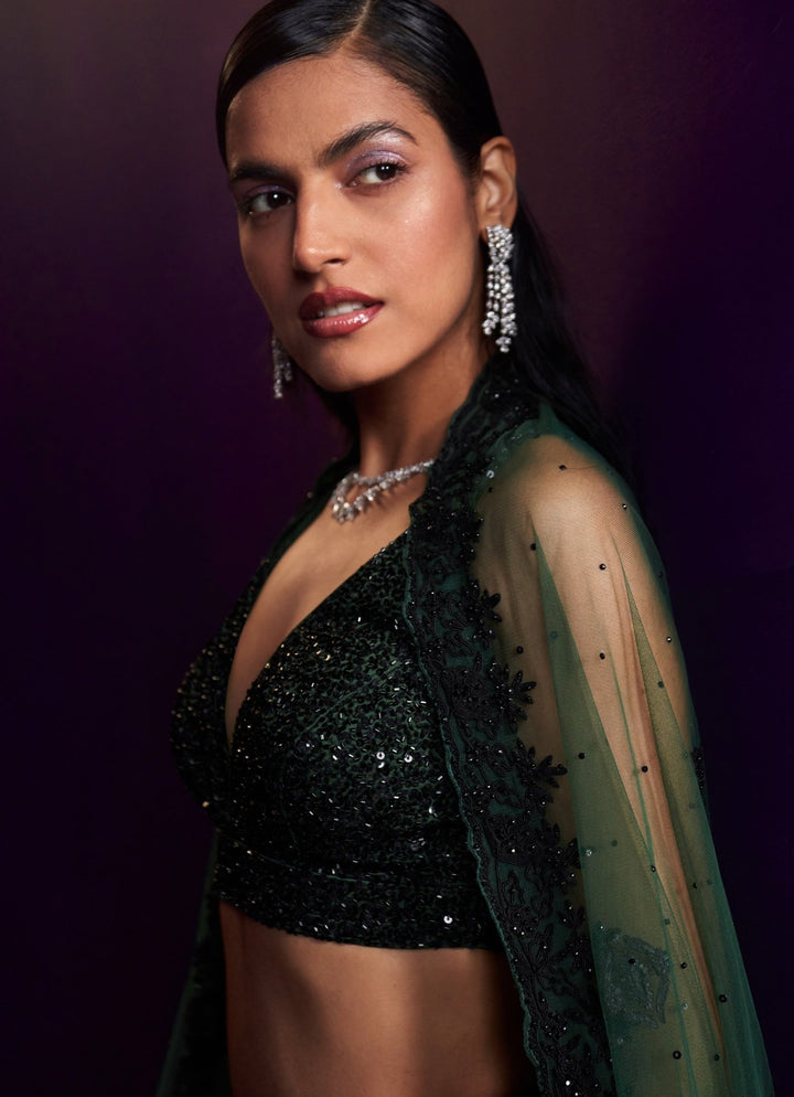 Green Embroidered Bridal Lehenga Set Angad Singh - Fabilicious Fashion