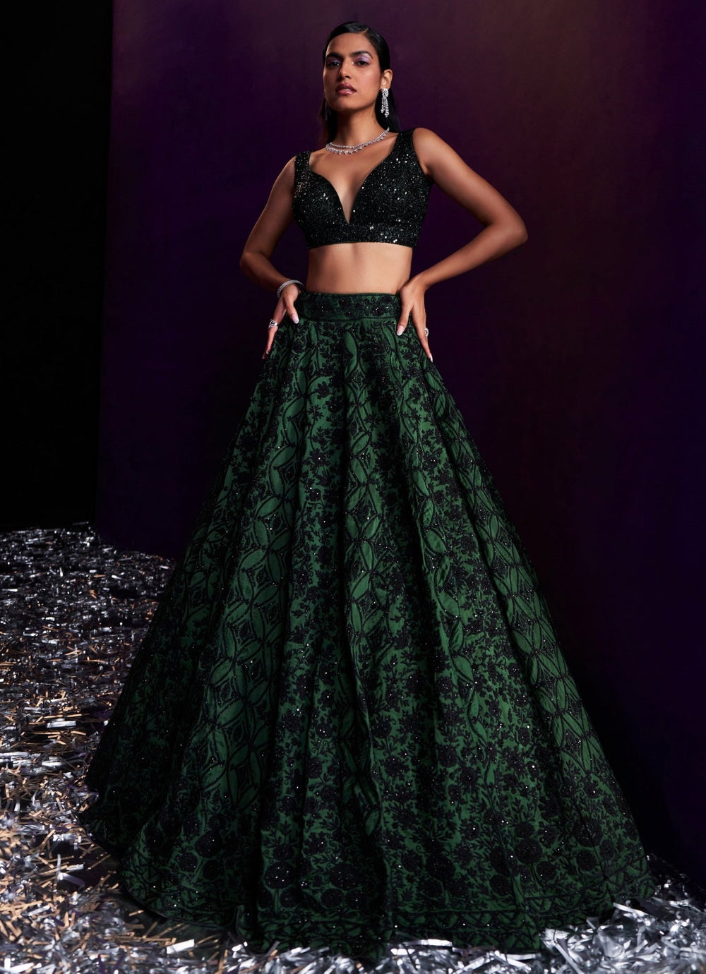Green Embroidered Bridal Lehenga Set Angad Singh - Fabilicious Fashion