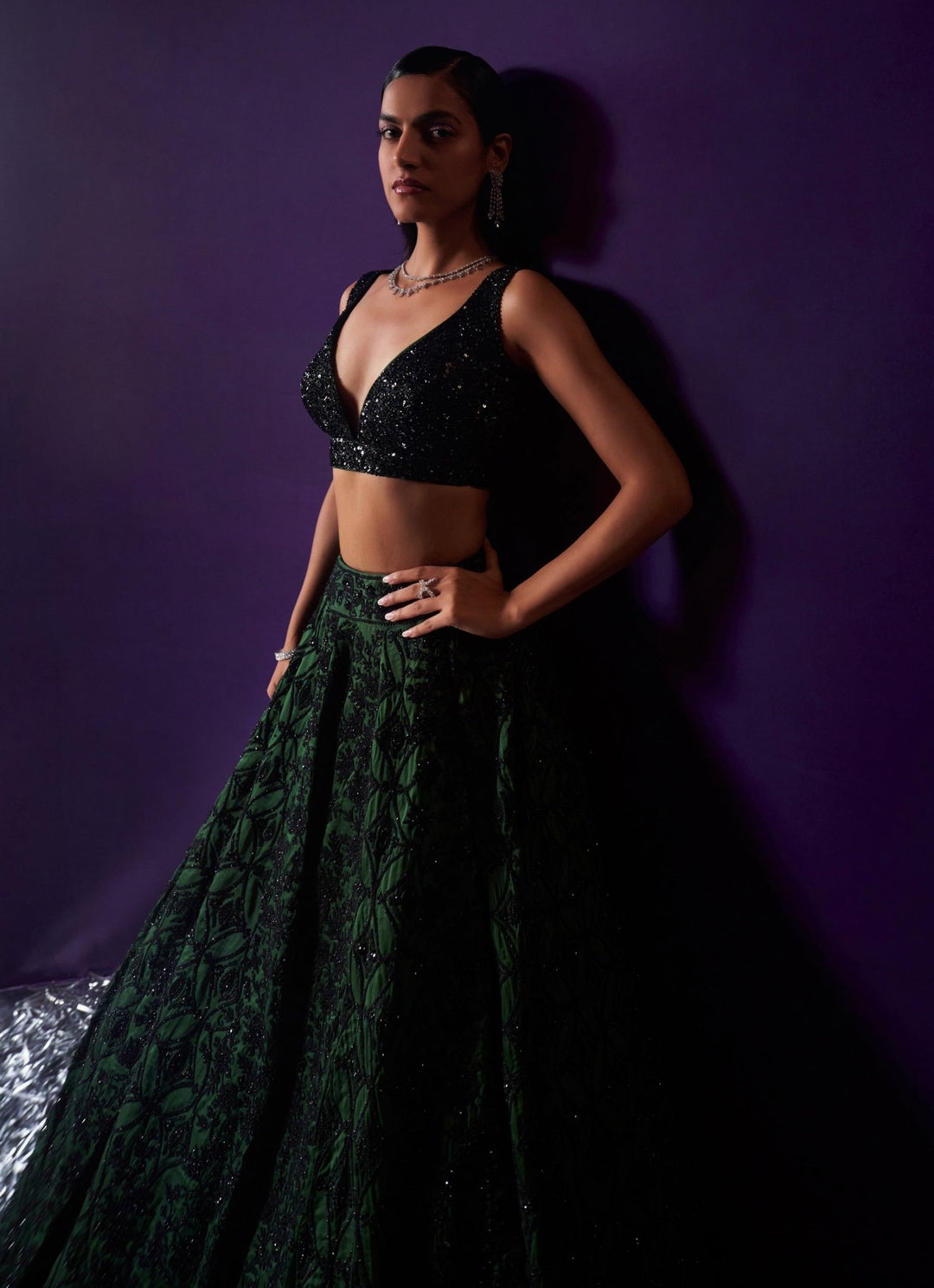Green Embroidered Bridal Lehenga Set Angad Singh - Fabilicious Fashion