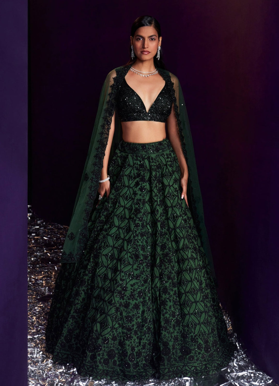 Green Embroidered Bridal Lehenga Set Angad Singh - Fabilicious Fashion