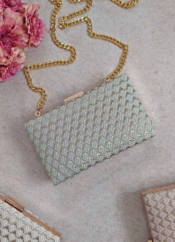 Green Embroidered Clutch