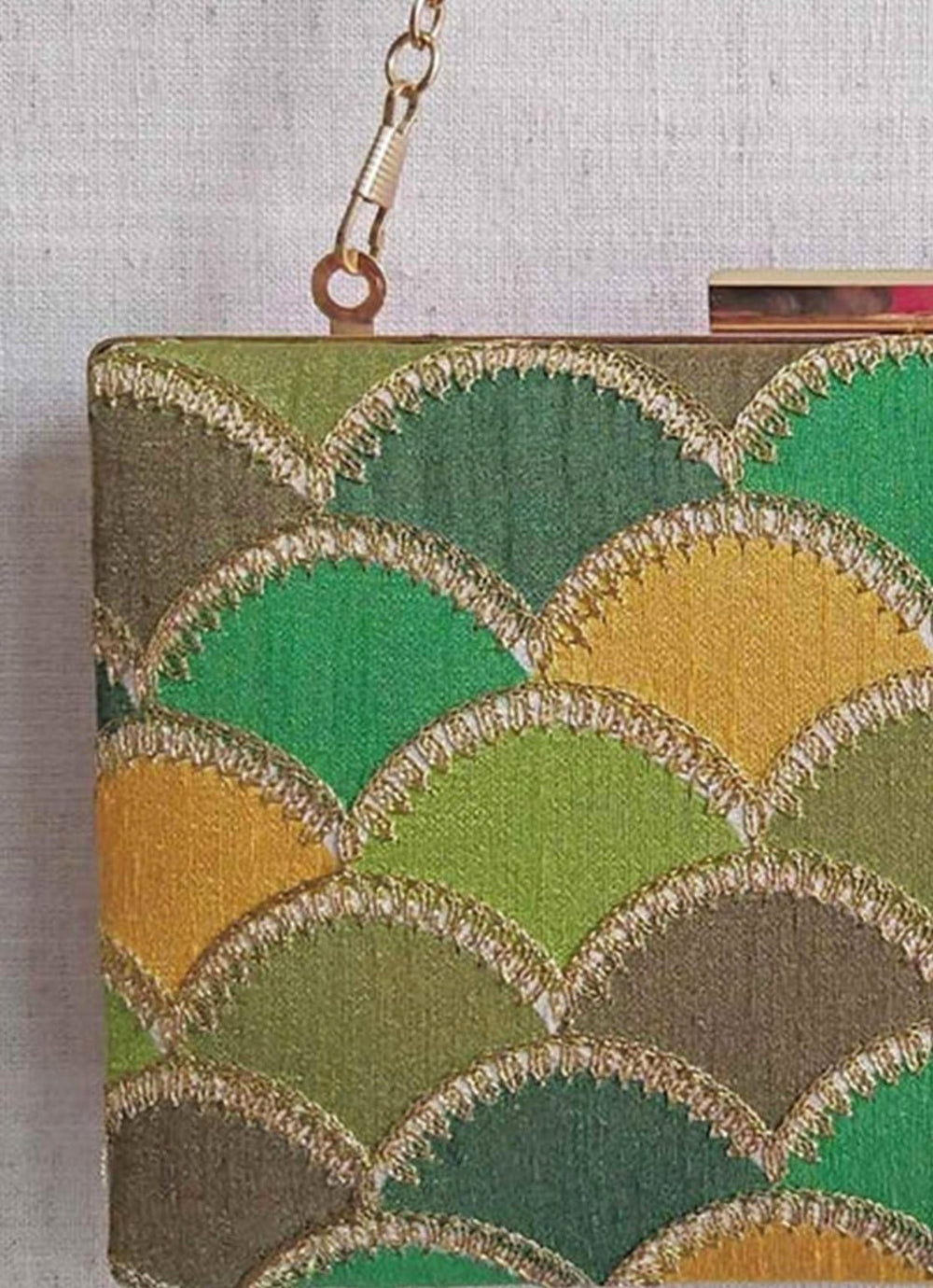 Green Embroidered Clutch AMYRA - Fabilicious Fashion