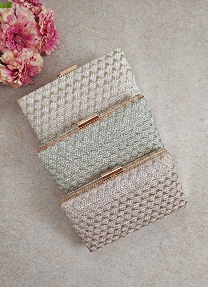 Green Embroidered Clutch AMYRA - Fabilicious Fashion