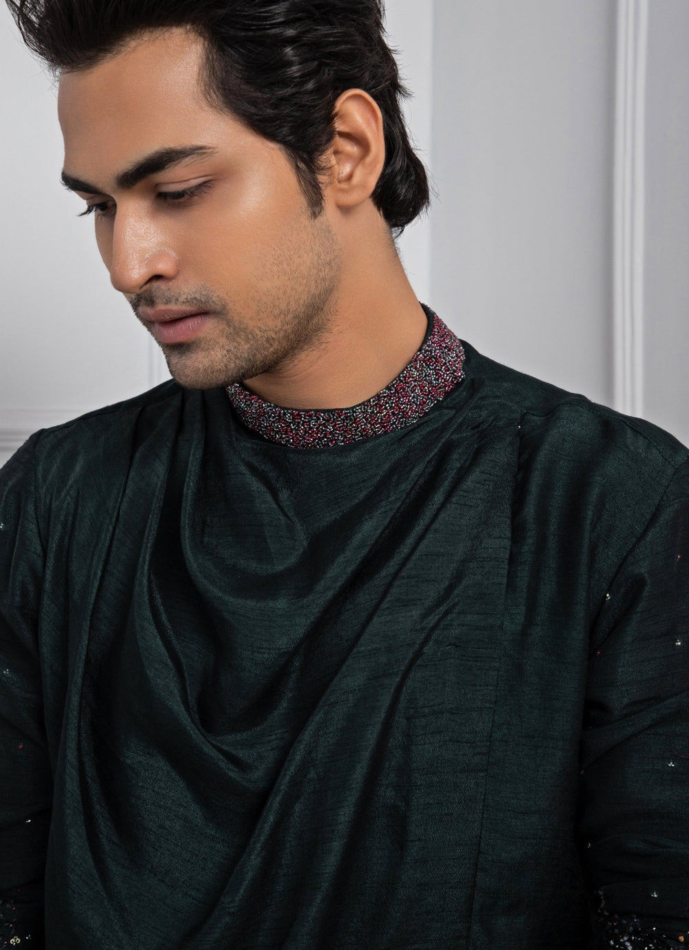 Green Embroidered Cowl Kurta Pant Set Smriti - Fabilicious Fashion