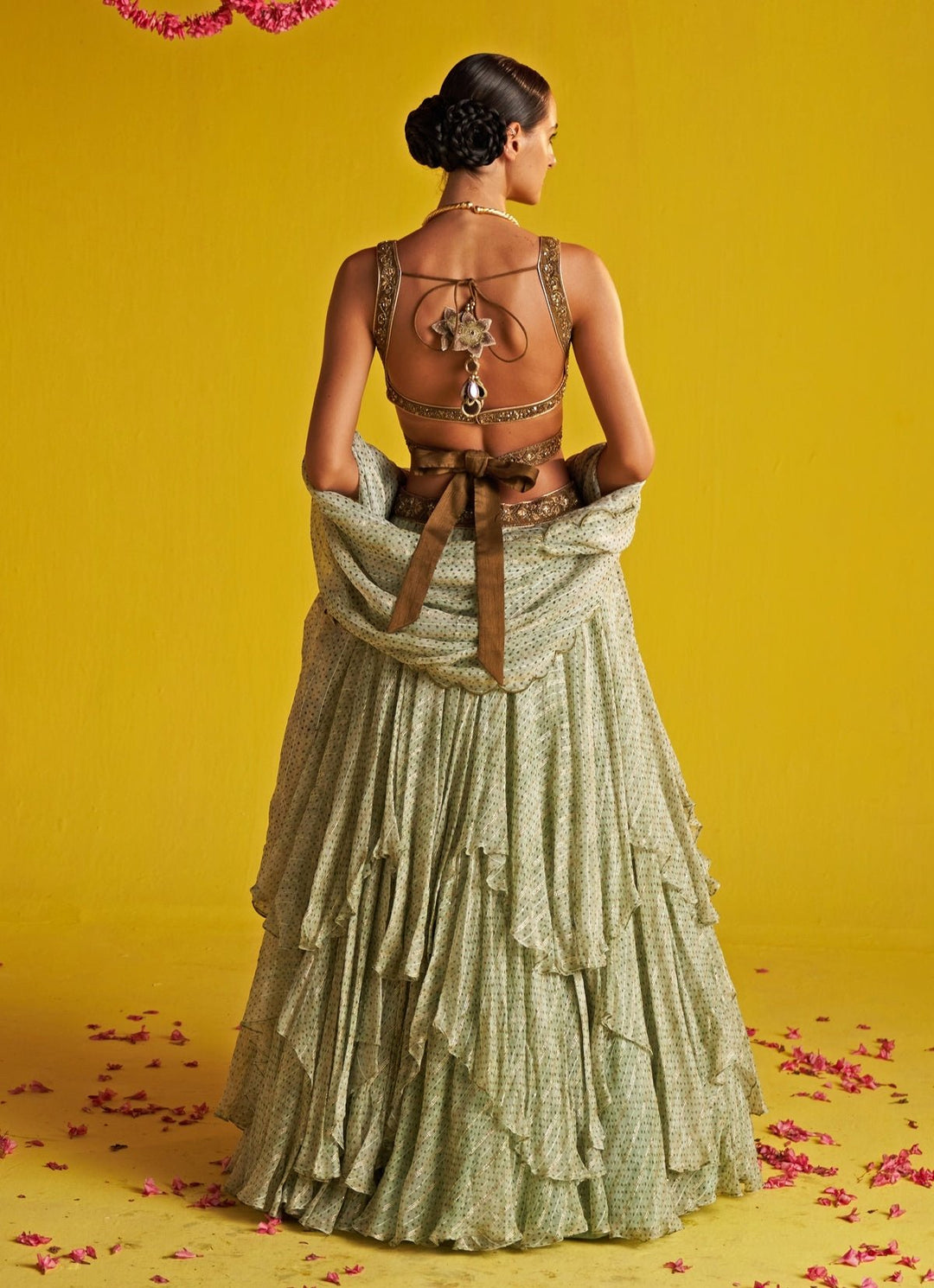 Green Embroidered Georgette Lehenga Set Studio Bagechaa - Fabilicious Fashion