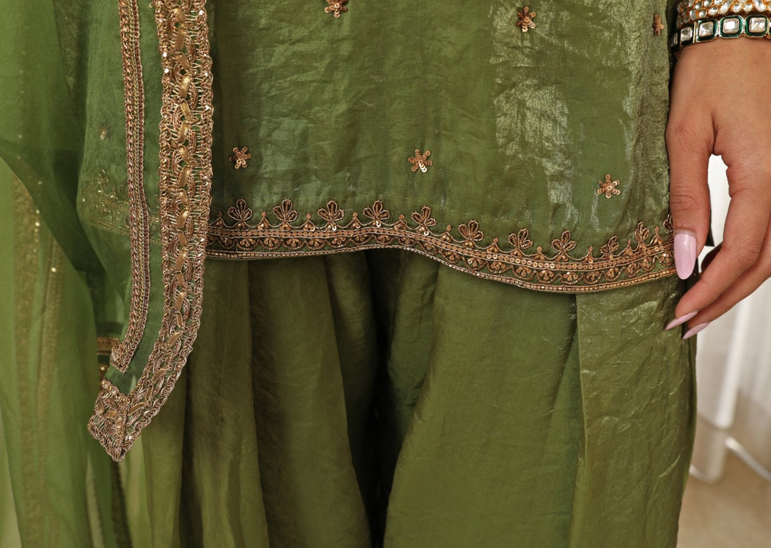 Green Embroidered Kurta Salwar Set Esha Koul - Fabilicious Fashion