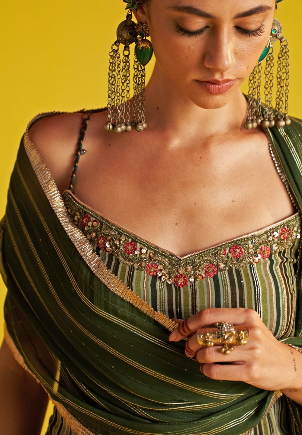Green Embroidered Organza Kurta Sharara Set Studio Bagechaa - Fabilicious Fashion