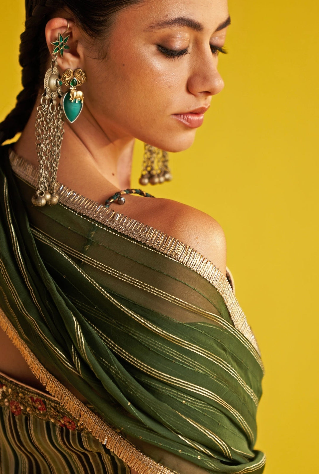 Green Embroidered Organza Kurta Sharara Set Studio Bagechaa - Fabilicious Fashion