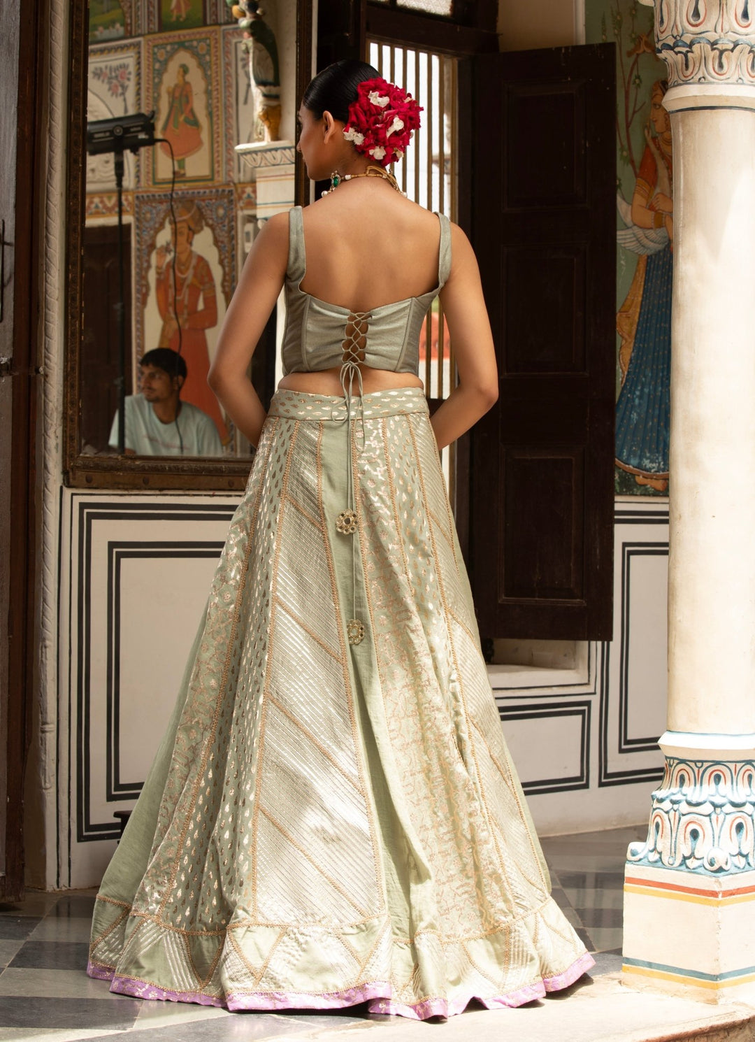 Green Embroidered Organza Lehenga Set Neha Khullar - Fabilicious Fashion