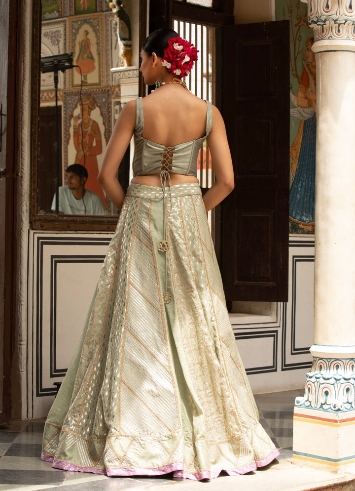 Green Embroidered Organza Lehenga Set Neha Khullar - Fabilicious Fashion