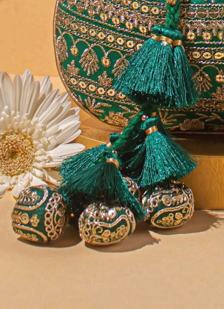 Green Embroidered Potli AMYRA - Fabilicious Fashion