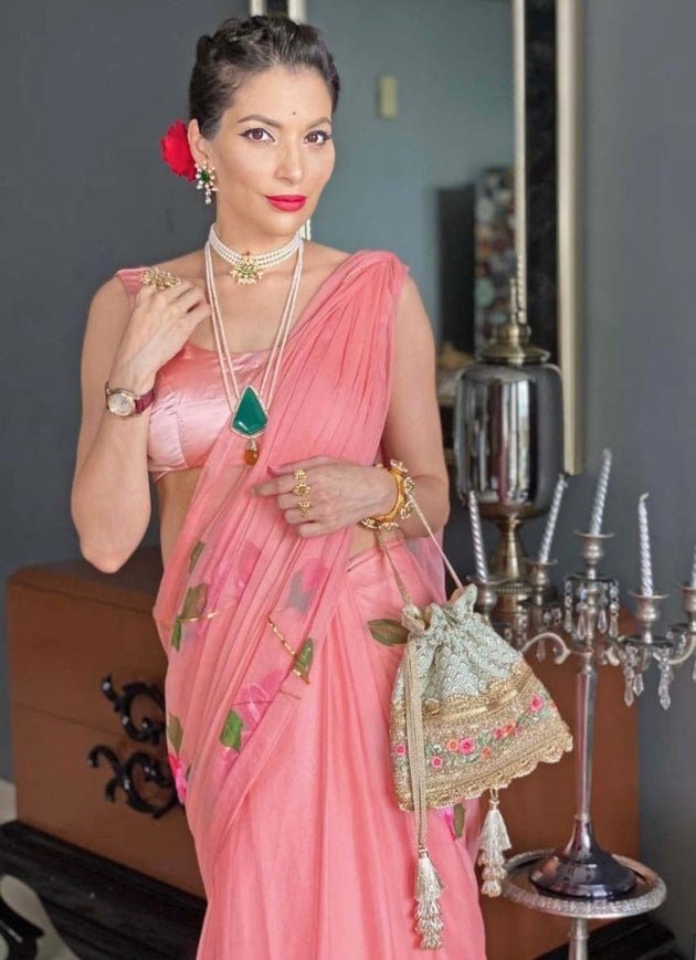 Green Embroidered Potli AMYRA - Fabilicious Fashion