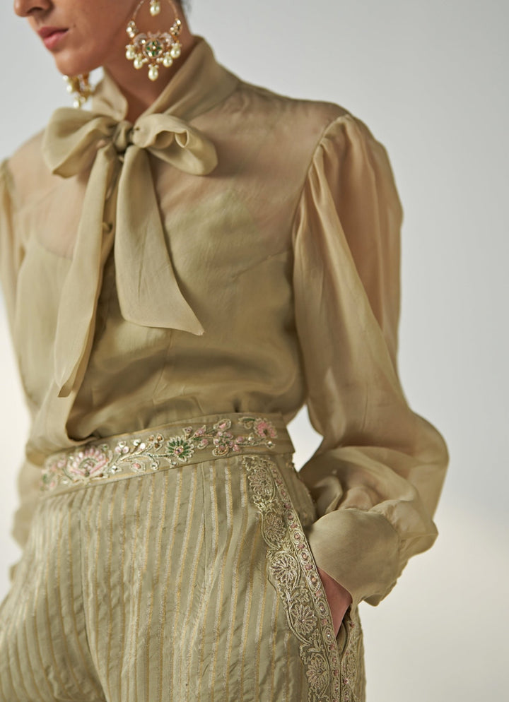 Green Embroidered Shirt And Pant Set Studio Bagechaa - Fabilicious Fashion