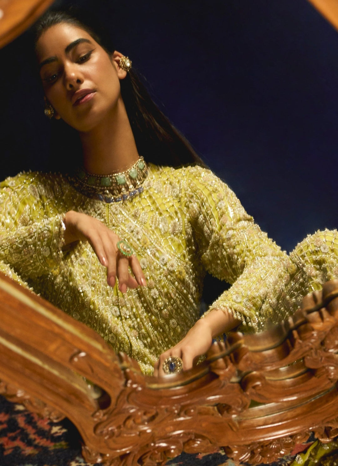 Green Embroidered Short Kurta Garara Set Mani Bhatia - Fabilicious Fashion