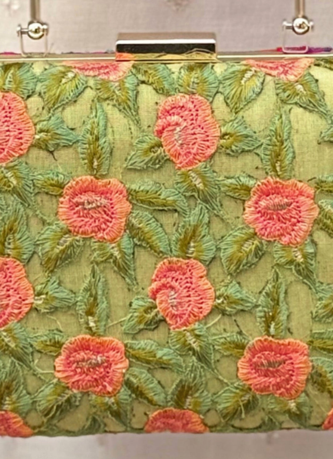Amyra Green Embroidered Silk ClutchFabilicious Fashion