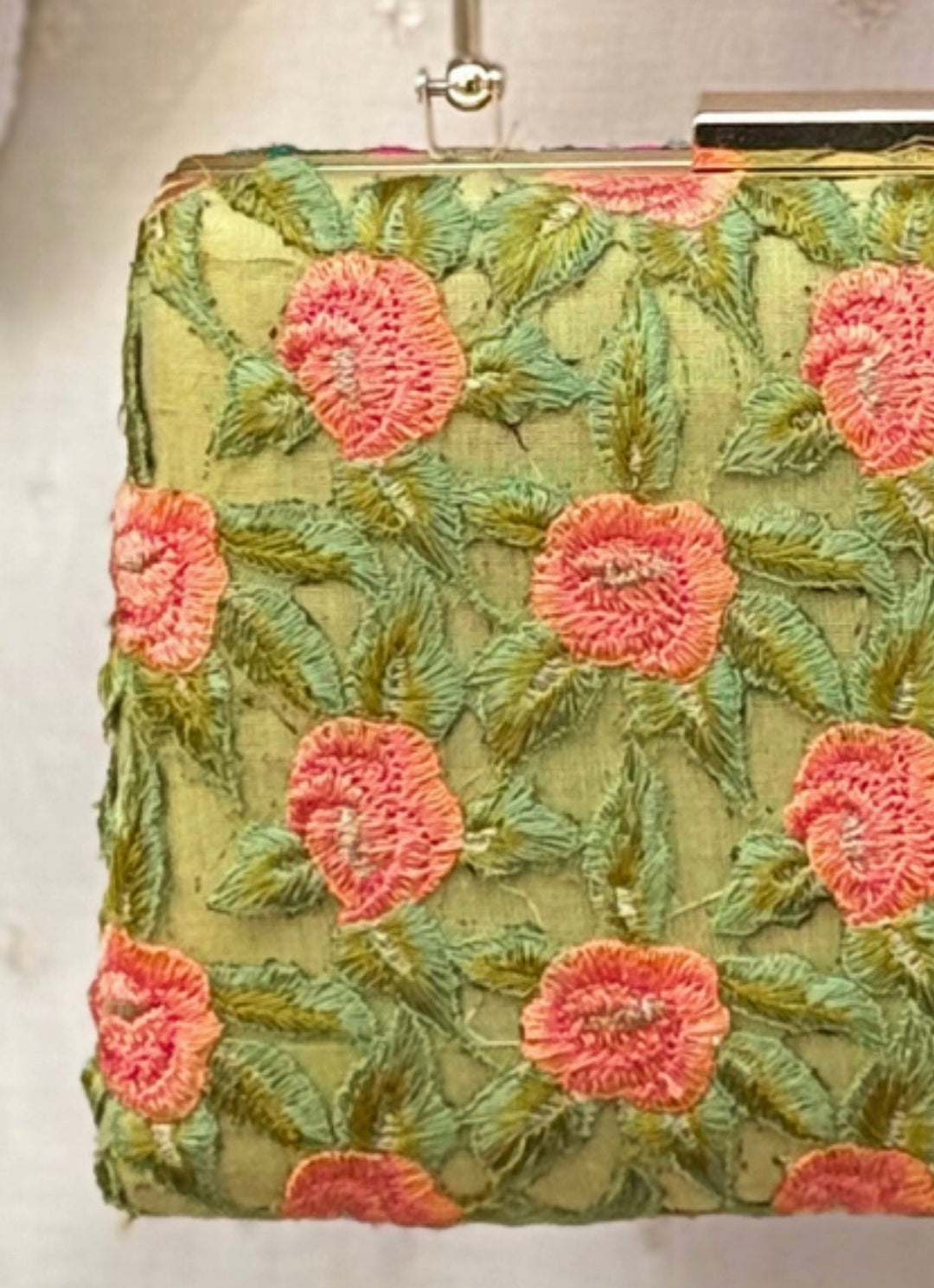 Amyra Green Embroidered Silk ClutchFabilicious Fashion