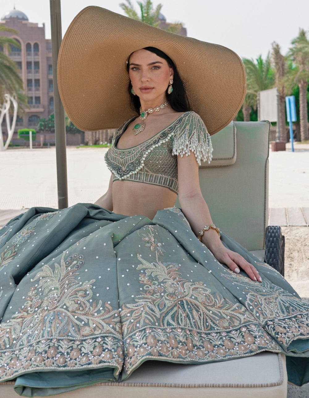 Green Embroidered Tissue Lehenga Set Jigar and Nikita - Fabilicious Fashion