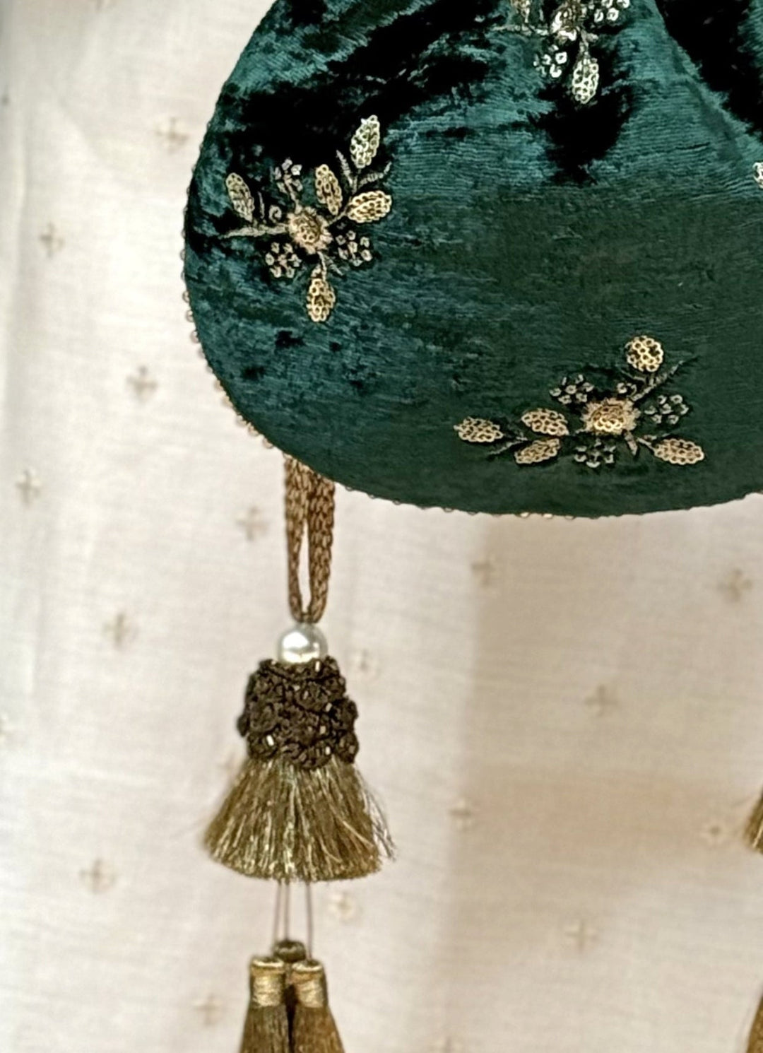 Amyra Green Embroidered Velvet PotliFabilicious Fashion