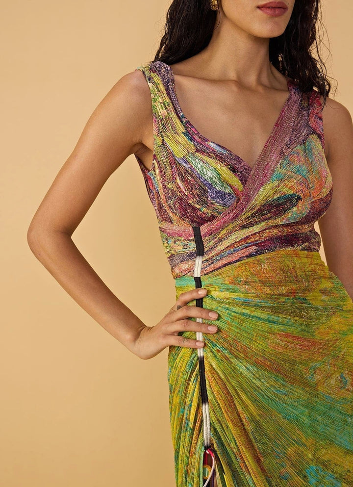 Green Floral Printed Dress Saaksha &amp; Kinni - Fabilicious Fashion