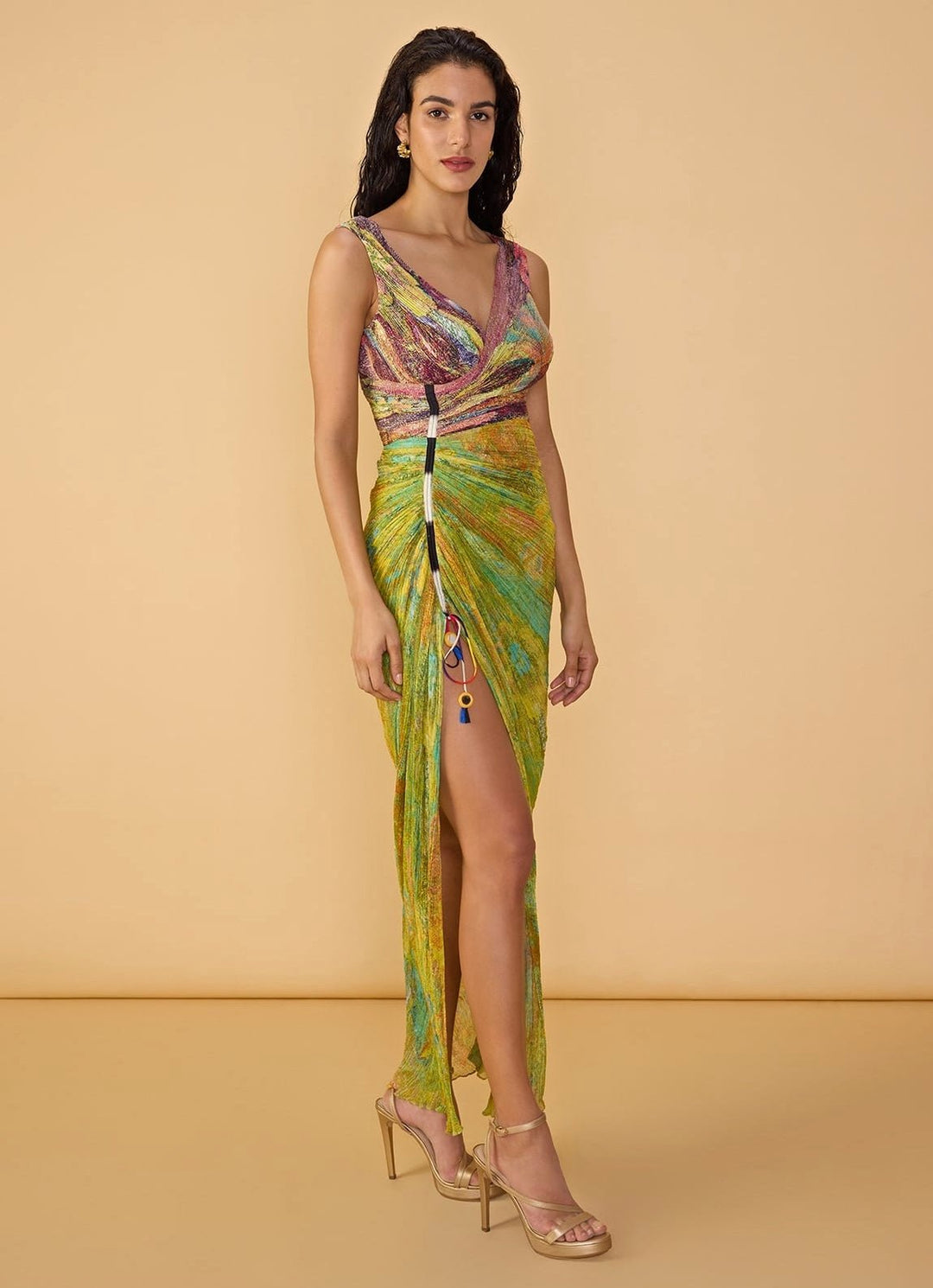 Green Floral Printed Dress Saaksha &amp; Kinni - Fabilicious Fashion