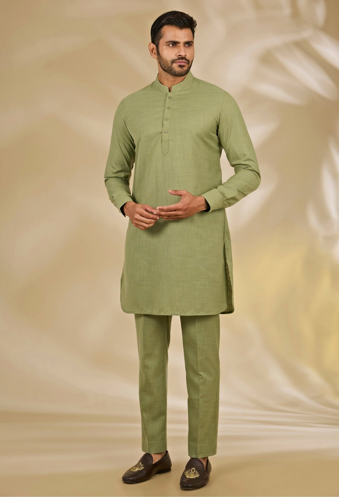 Green Floral Printed Silk Bundi Set Manish Nagdeo - Fabilicious Fashion