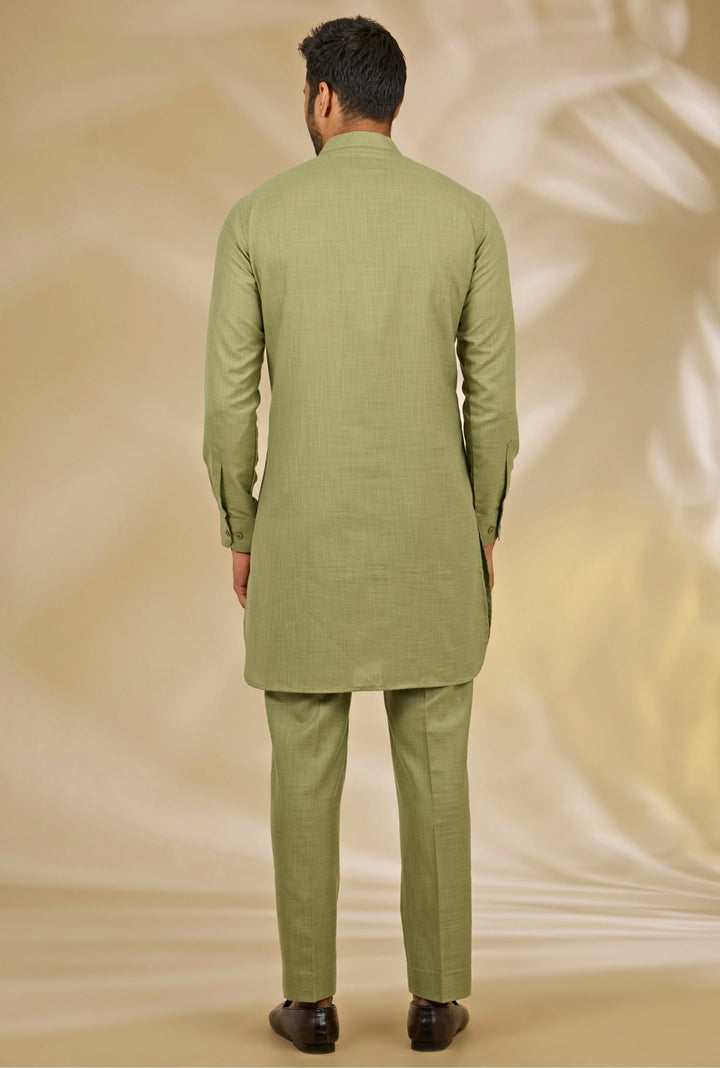 Green Floral Printed Silk Bundi Set Manish Nagdeo - Fabilicious Fashion