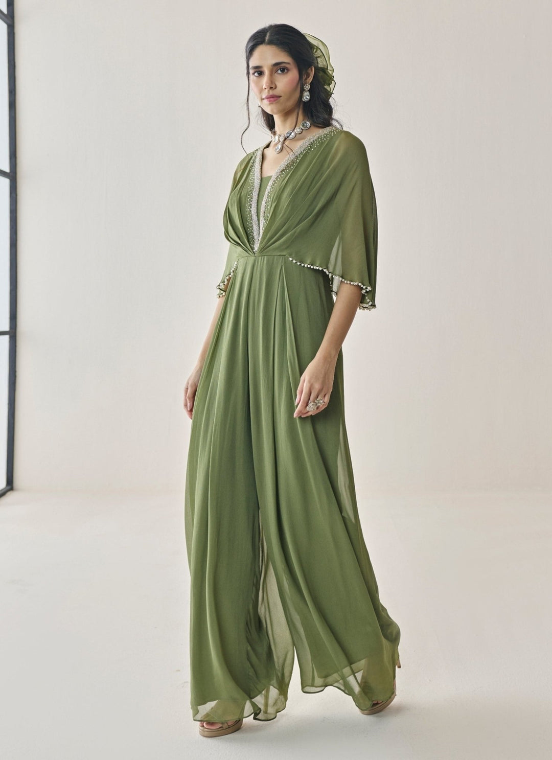 Seema Thukral Green Georgette JumpsuitFabilicious Fashion