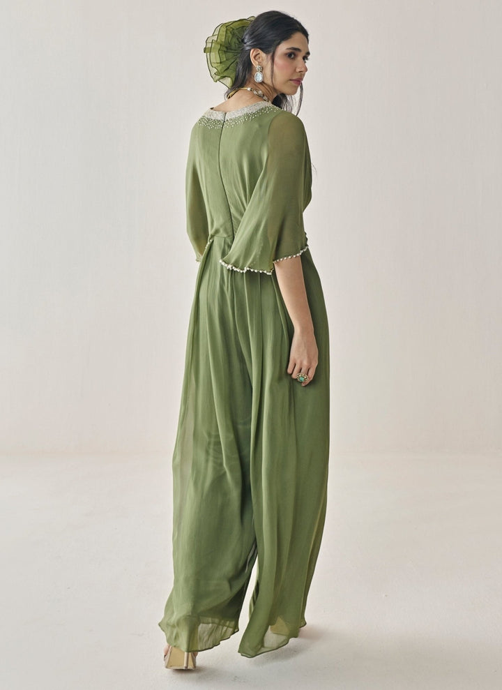 Seema Thukral Green Georgette JumpsuitFabilicious Fashion