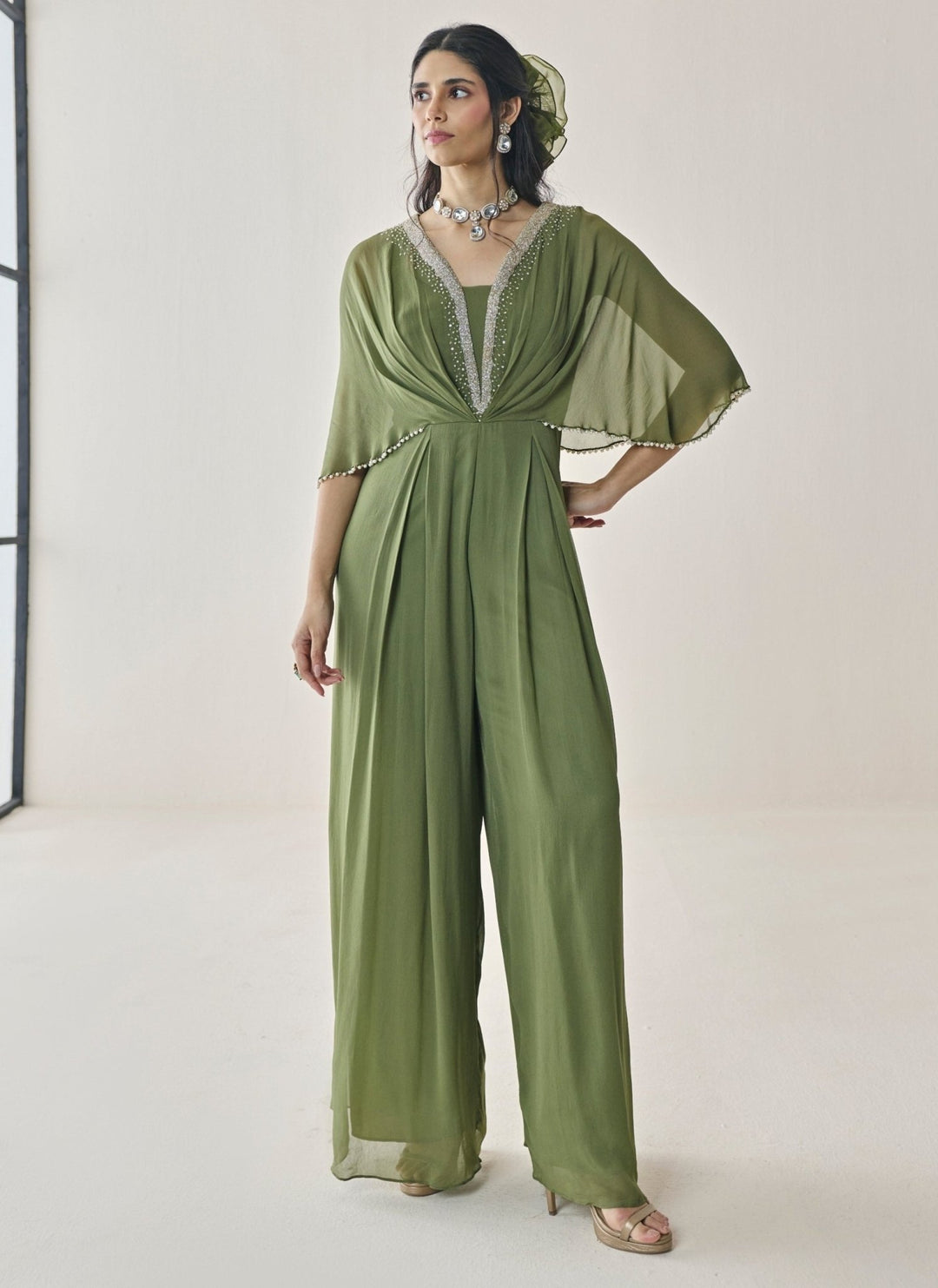 Seema Thukral Green Georgette JumpsuitFabilicious Fashion