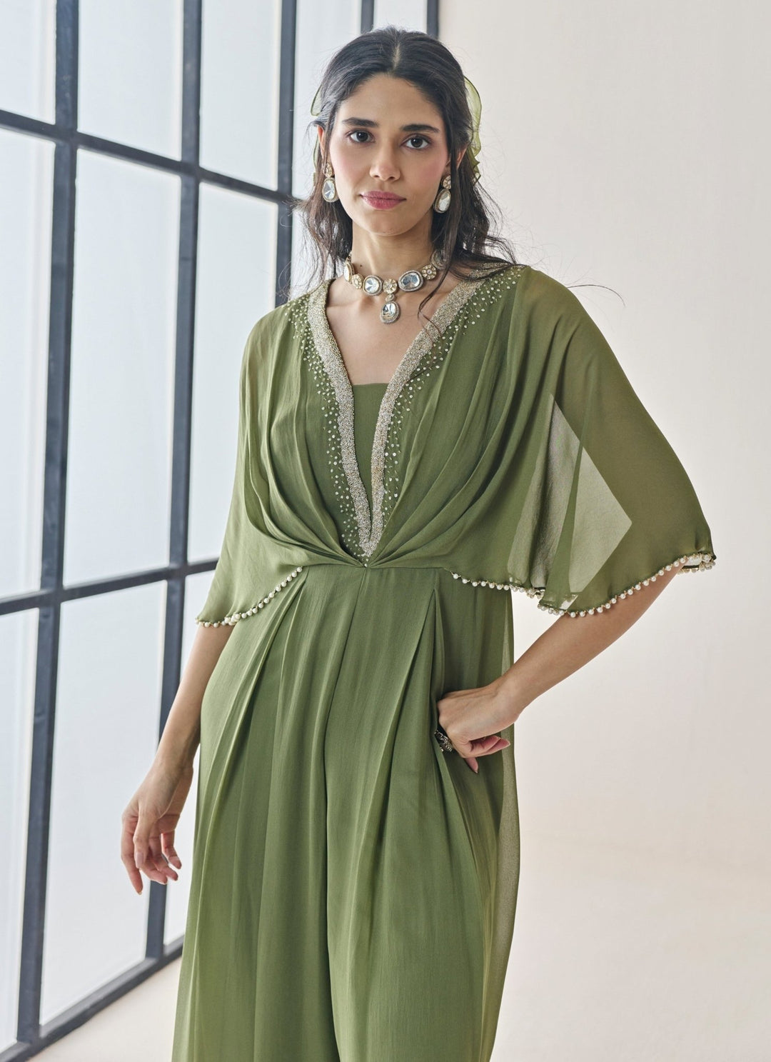 Seema Thukral Green Georgette JumpsuitFabilicious Fashion