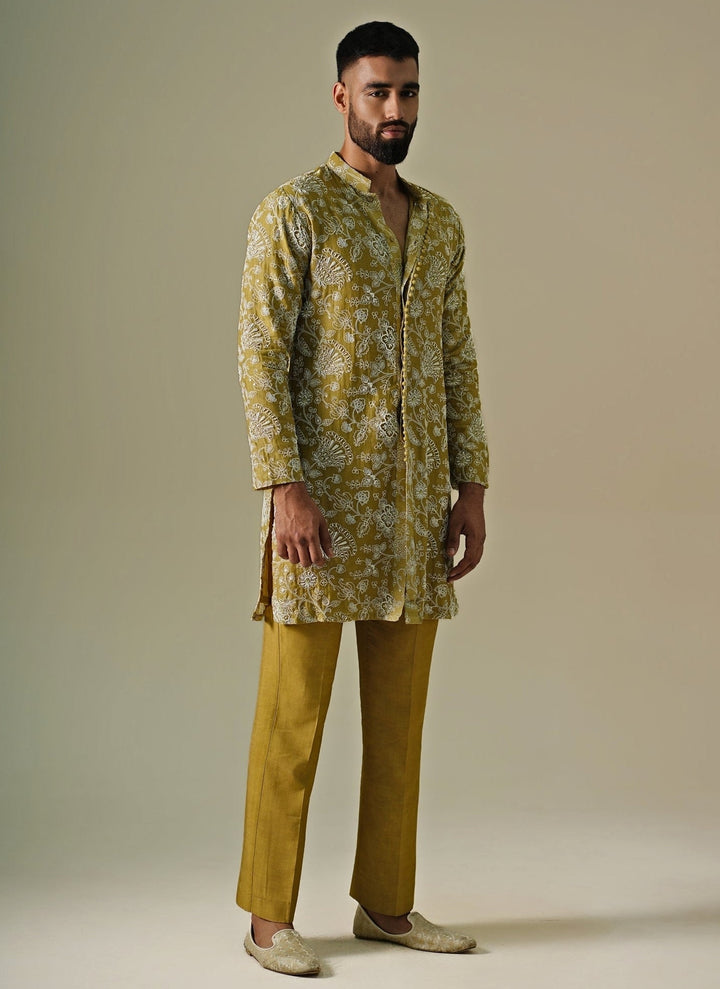Darzi House Green Georgette Kurta Pants SetFabilicious Fashion