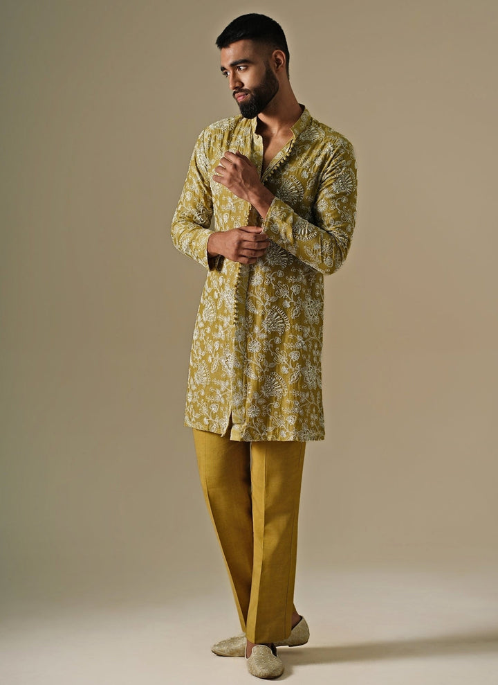 Darzi House Green Georgette Kurta Pants SetFabilicious Fashion