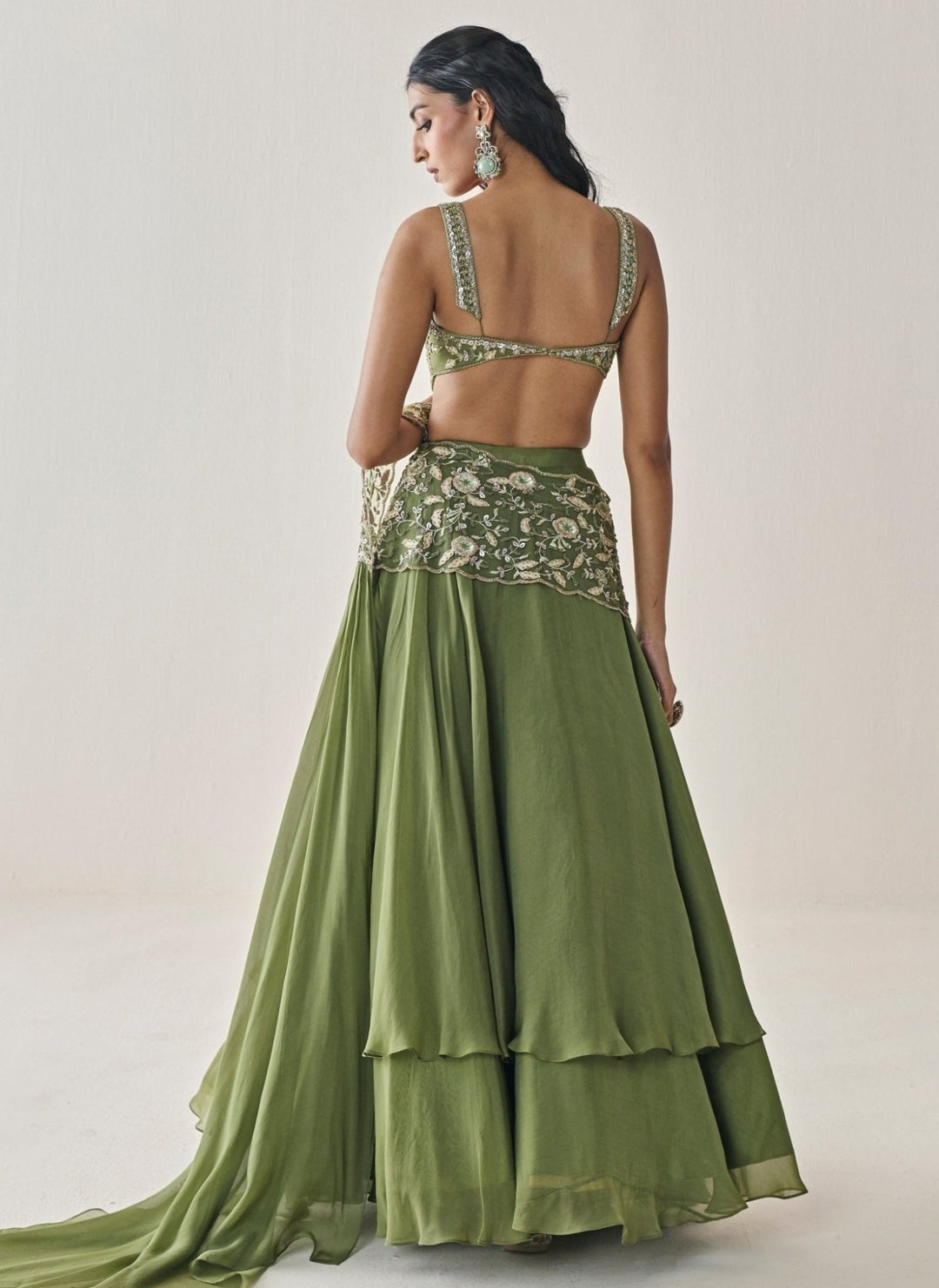 Seema Thukral Green Georgette Lehenga Saree SetFabilicious Fashion