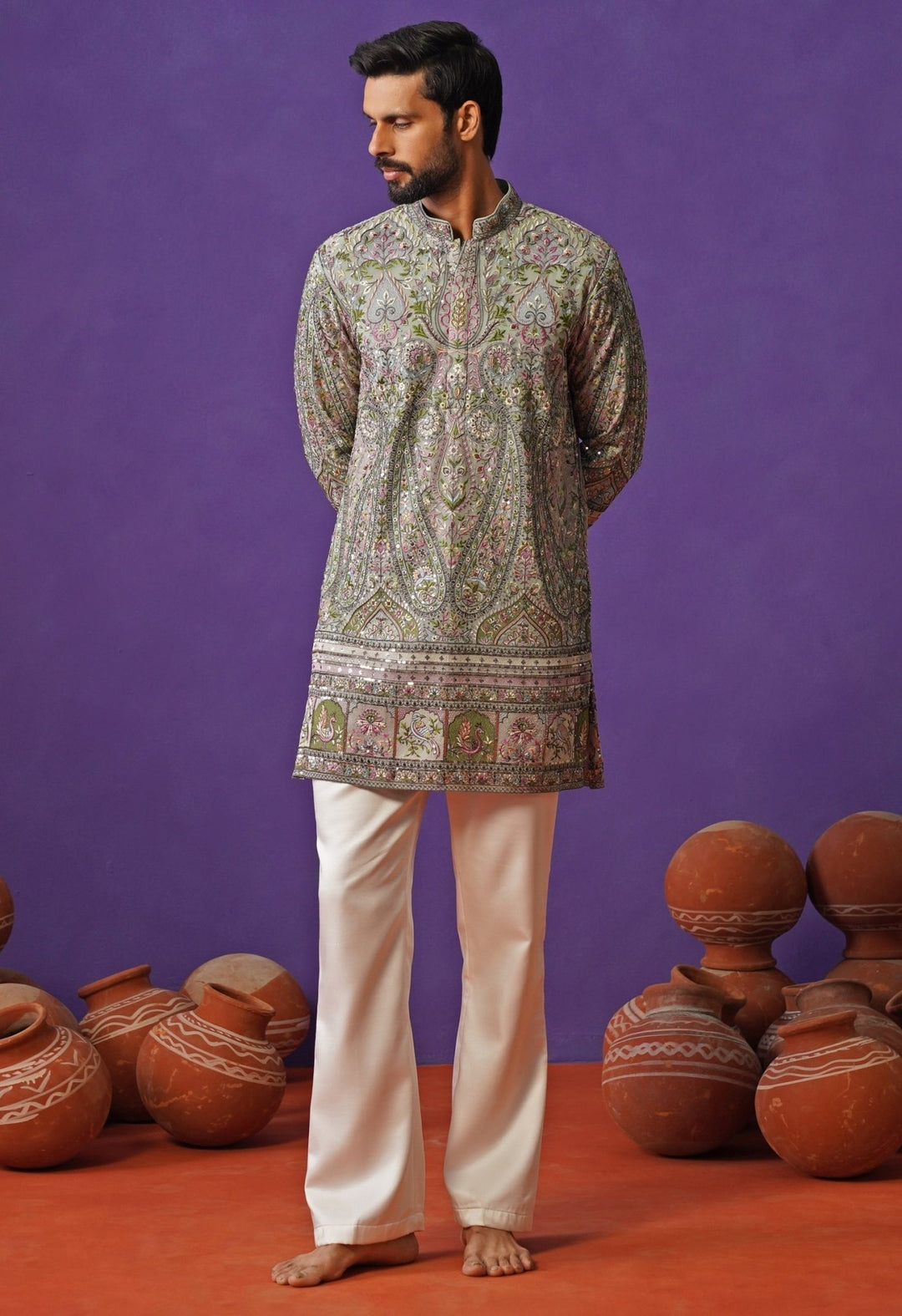 Kalpraag Green Georgette Short Kurta SetFabilicious Fashion