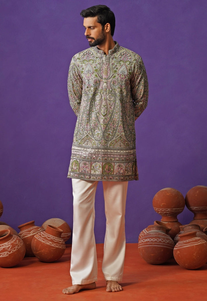 Kalpraag Green Georgette Short Kurta SetFabilicious Fashion