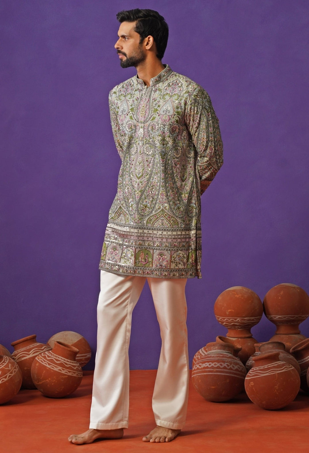 Kalpraag Green Georgette Short Kurta SetFabilicious Fashion