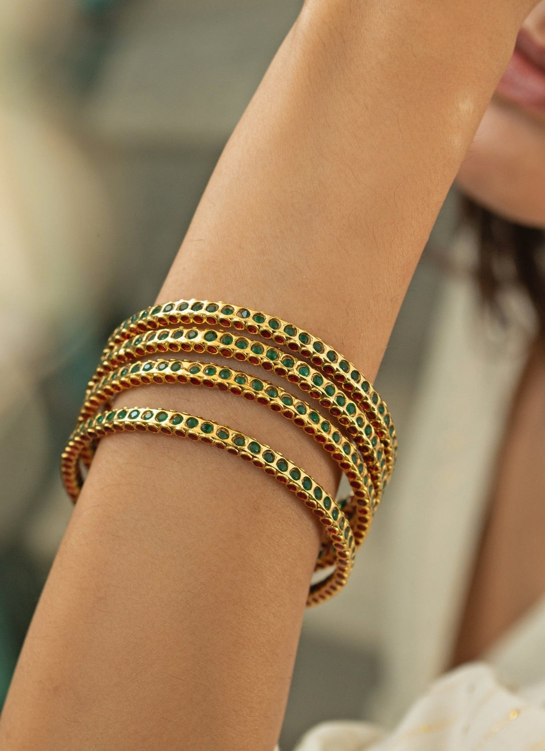Do Taara Green Jadau Bangle SetFabilicious Fashion