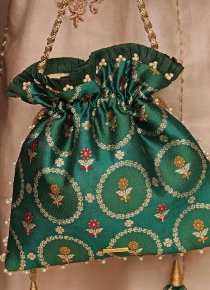 Green Jamal Silk Potli Amyra - Fabilicious Fashion
