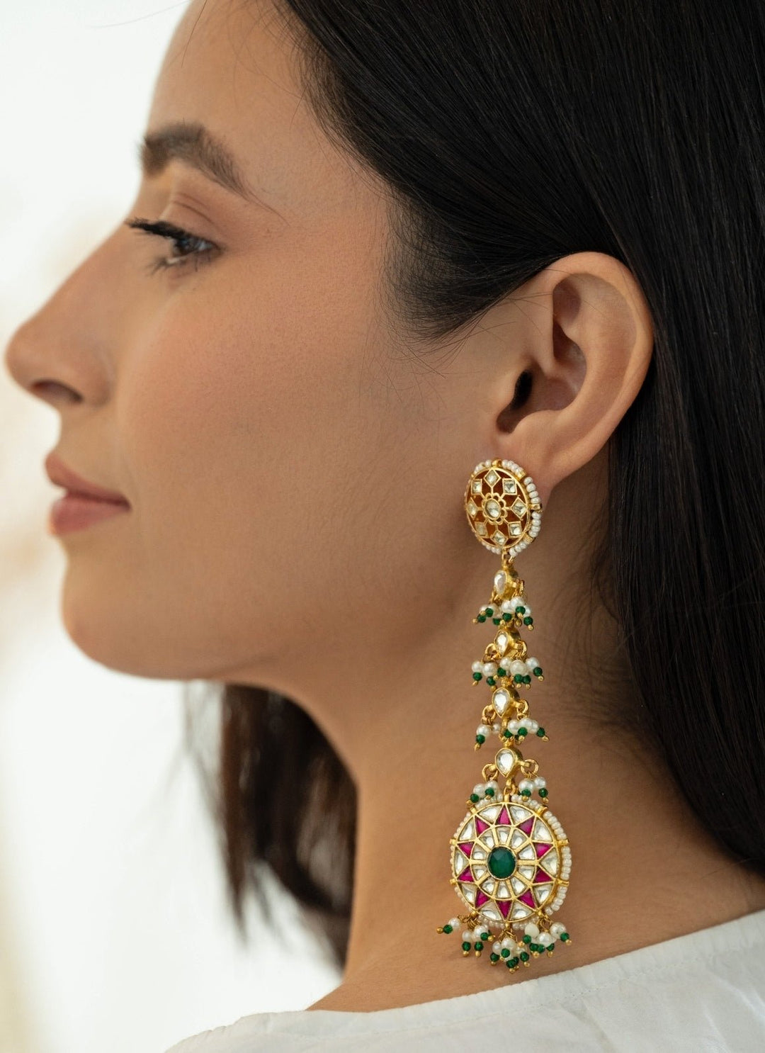 Do Taara Green Kundan And Pearls EarringsFabilicious Fashion