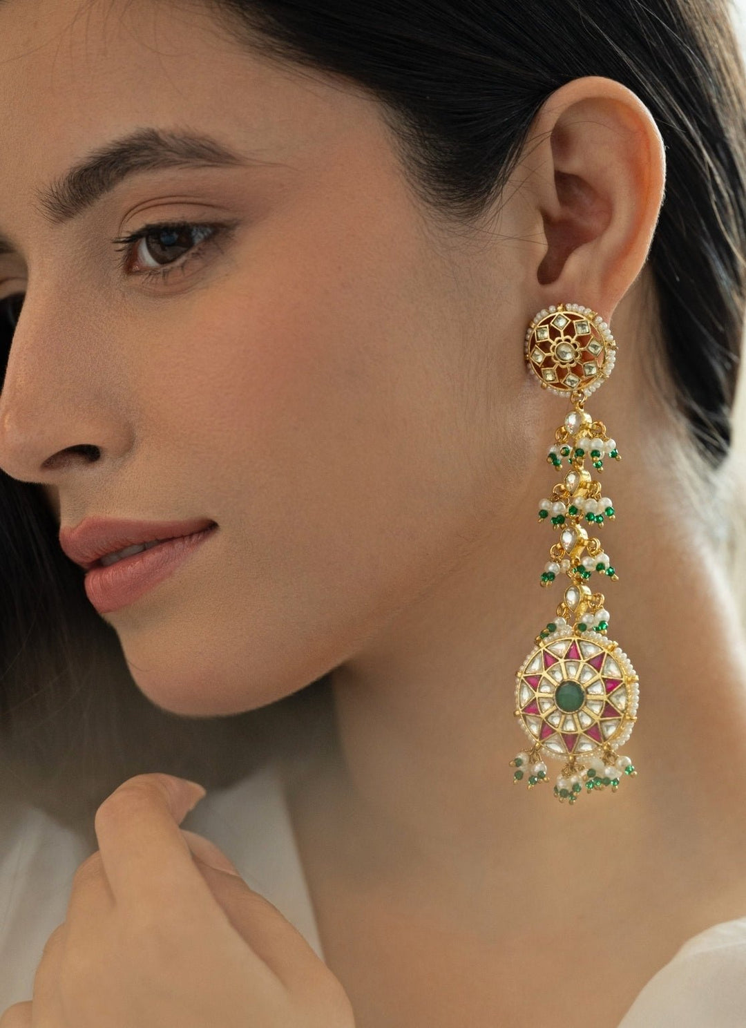 Do Taara Green Kundan And Pearls EarringsFabilicious Fashion