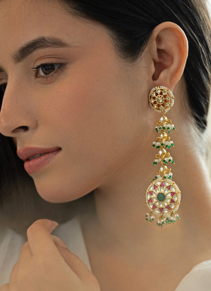 Do Taara Green Kundan And Pearls EarringsFabilicious Fashion