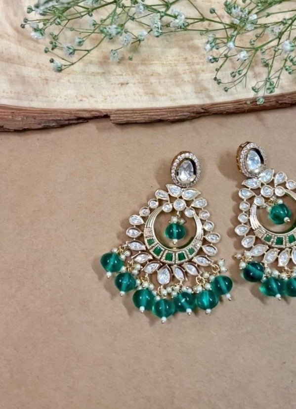 Naymee Green Kundan And Polki ChandbaaliFabilicious Fashion